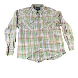 Aeropostale Mens Plaid Slim Fit Long Sleeve Western Snap Button Shirt XL